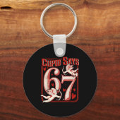 Retro Funny Cud Says 6 7 Six Seven Couples Valenti Schlüsselanhänger (Vorderseite)