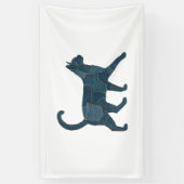 Retro Funny Denim Patch Animal Cat T - Shirt Banner (Vertikal)