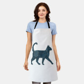 Retro Funny Denim Patch Animal Cat T - Shirt Schürze (Getragen)