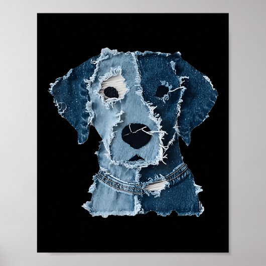 Retro Funny Denim Patch Animal Dog  Poster (Vorne)