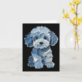 Retro Funny Denim Patch Animal Dog Print Karte (Gelbe Blume)