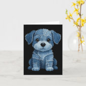 Retro Funny Denim Patch Animal Dog Print Karte (Gelbe Blume)