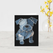 Retro Funny Denim Patch Animal Dog Print Karte (Gelbe Blume)