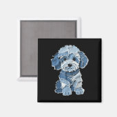 Retro Funny Denim Patch Animal Dog Print Magnet (Vorderseite/Rückseite)