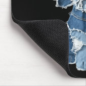 Retro Funny Denim Patch Animal Dog Print  Mousepad (Ecke)