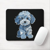 Retro Funny Denim Patch Animal Dog Print  Mousepad (Mit Mouse)