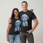 Retro Funny Denim Patch Animal Dog Print  T-Shirt (Unisex)