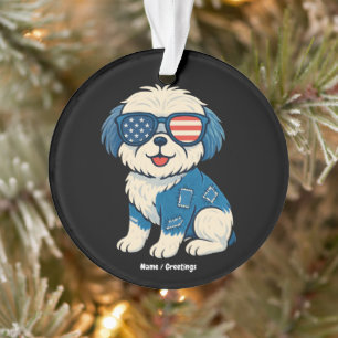 Retro Funny Denim Patch Niedliches Pet Dog Design Ornament