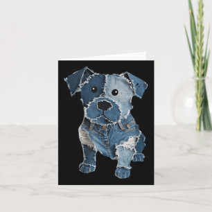 Retro Funny Denim Patch Tierhundin Print for Men W Karte