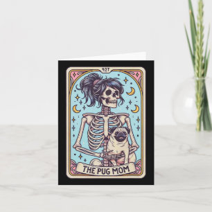 Retro Funny Der Mops Hund Mama Tarot Karte Skeleto