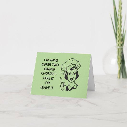 Retro Funny Dinner Choice Card Dankeskarte (Vorderseite)