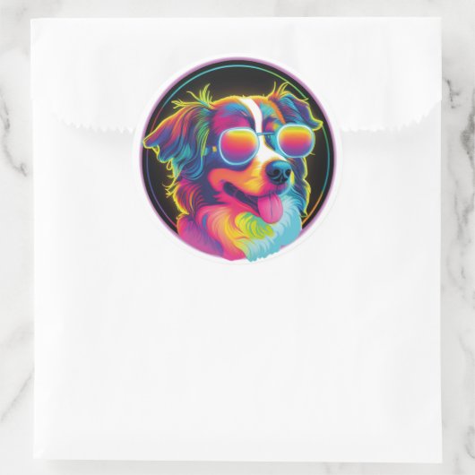 Retro Funny Dog Runder Aufkleber (Tasche)