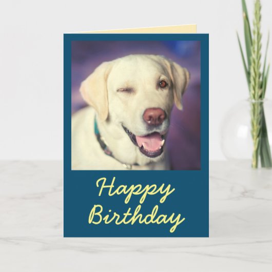 Retro Funny Dog und Happy Birthday Card Dankeskarte (Vorderseite)