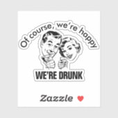 Retro Funny Drink Couple Sticker (Blatt)