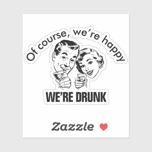 Retro Funny Drink Couple Sticker (Blatt)