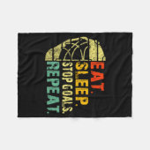 Retro Funny Eat Sleep Stop Goals Repeat Ice Hockey Fleecedecke (Vorderseite (Horizontal))