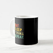 Retro Funny Eat Sleep Stop Goals Repeat Ice Hockey Kaffeetasse (Vorderseite Links)
