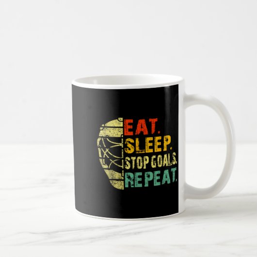 Retro Funny Eat Sleep Stop Goals Repeat Ice Hockey Kaffeetasse (Rechts)