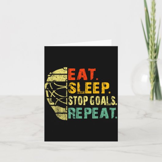 Retro Funny Eat Sleep Stop Goals Repeat Ice Hockey Karte (Vorderseite)