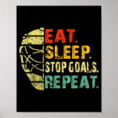 Retro Funny Eat Sleep Stop Goals Repeat Ice Hockey Poster (Vorne)