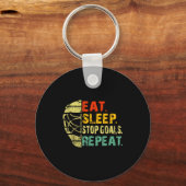 Retro Funny Eat Sleep Stop Goals Repeat Ice Hockey Schlüsselanhänger (Vorderseite)