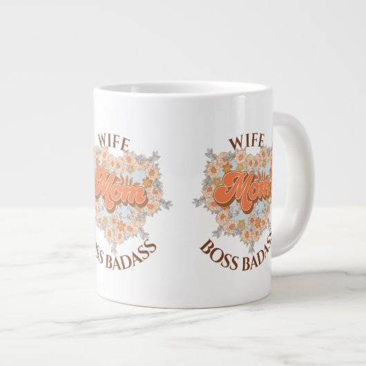 Retro Funny Ehefrau Mama Herz Boss Badass Geschenk Jumbo-Tasse (Vorderseite Rechts)