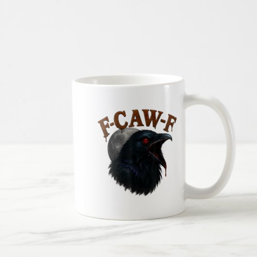 Retro Funny F Caw F Crow and Bird Moon Kaffeetasse (Rechts)