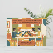 Retro Funny Friendsgiving Potluck Clinkbrille Feiertagskarte (Stehend Vorderseite)