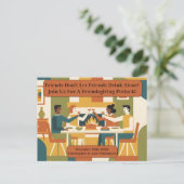 Retro Funny Friendsgiving Potluck Clinkbrille Feiertagspostkarte (Stehend Vorderseite)