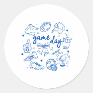 Retro Funny Game Day Football Doodles Niedlich Tou Runder Aufkleber