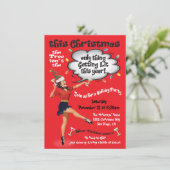 Retro Funny Getting Lit Christmas Cocktail Party Einladung (Stehend Vorderseite)