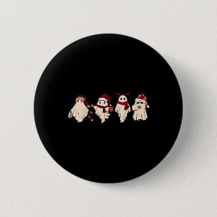 Retro Funny Ghost Santa Sat Niedliche Weihnachtsge Button