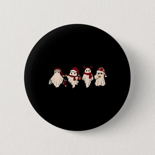 Retro Funny Ghost Santa Sat Niedliche Weihnachtsge Button (Vorderseite)