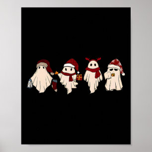 Retro Funny Ghost Santa Sat Niedliche Weihnachtsge Poster