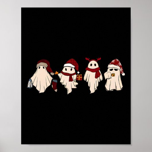 Retro Funny Ghost Santa Sat Niedliche Weihnachtsge Poster (Vorne)