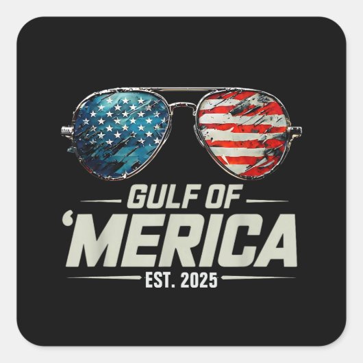 Retro Funny Gulf of USA America 2025 Sonnenbrille Quadratischer Aufkleber (Vorderseite)