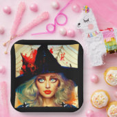 Retro Funny Halloween Cards Pappteller (Party)