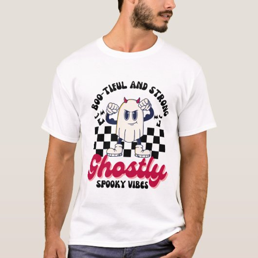 Retro Funny Halloween Ghost T-Shirt (Vorderseite)
