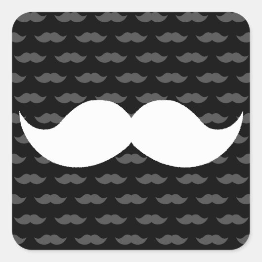 Retro Funny Handlebar Mustache Mustache Quadratischer Aufkleber (Vorderseite)