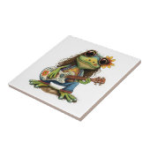 Retro Funny Hippie Frog Weber Glass Piano Fliese (Seite)