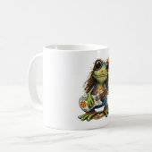 Retro Funny Hippie Frog Weber Glass Piano Kaffeetasse (Vorderseite Links)
