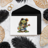 Retro Funny Hippie Frog Weber Glass Piano Postkarte