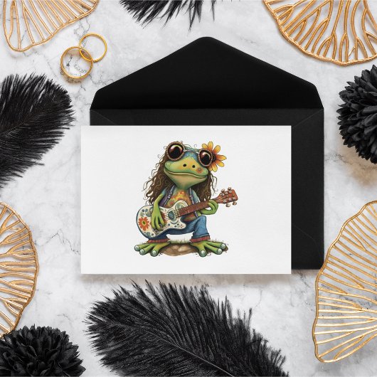 Retro Funny Hippie Frog Weber Glass Piano Postkarte