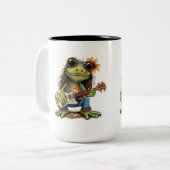 Retro Funny Hippie Frog Weber Glass Piano Zweifarbige Tasse (Vorderseite Links)