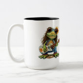 Retro Funny Hippie Frog Weber Glass Piano Zweifarbige Tasse (Links)