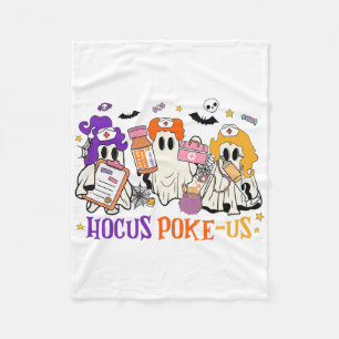 Retro Funny Hocus Poke-us Spooky Nurind Halloween Fleecedecke