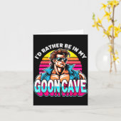 Retro Funny Id Rather Be In My Goon Cave Quote Man Karte (Gelbe Blume)
