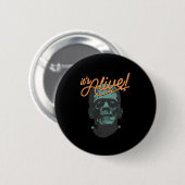 Retro Funny It's Alive Frankenstein Monster Spooky Button (Vorne & Hinten)