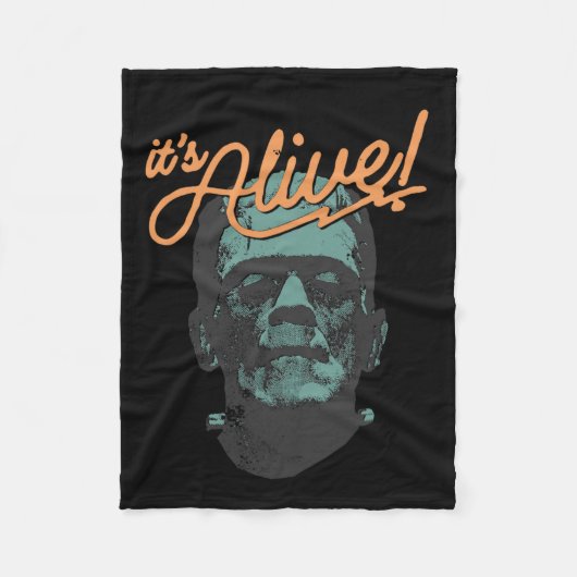 Retro Funny It's Alive Frankenstein Monster Spooky Fleecedecke (Vorderseite)