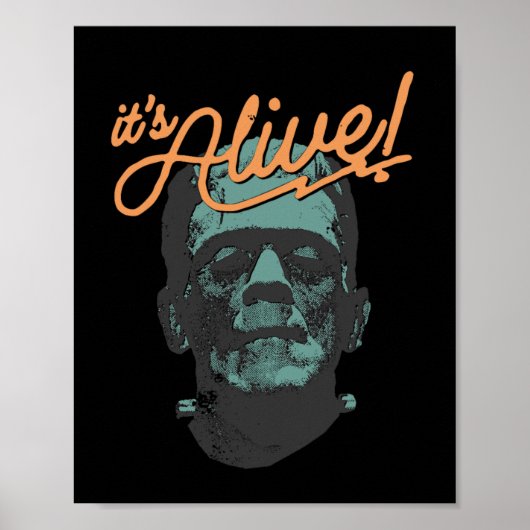 Retro Funny It's Alive Frankenstein Monster Spooky Poster (Vorne)